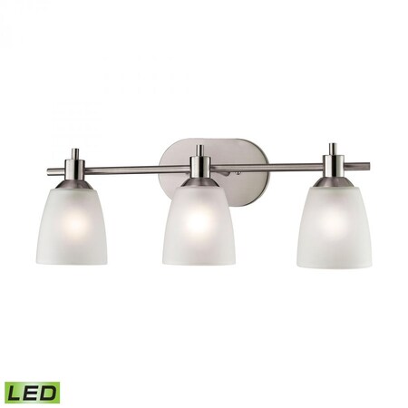 Thomas Jackson 3-Light Bath Bar in Brushed Nickel with White Glass - LED 1303BB/20-LED